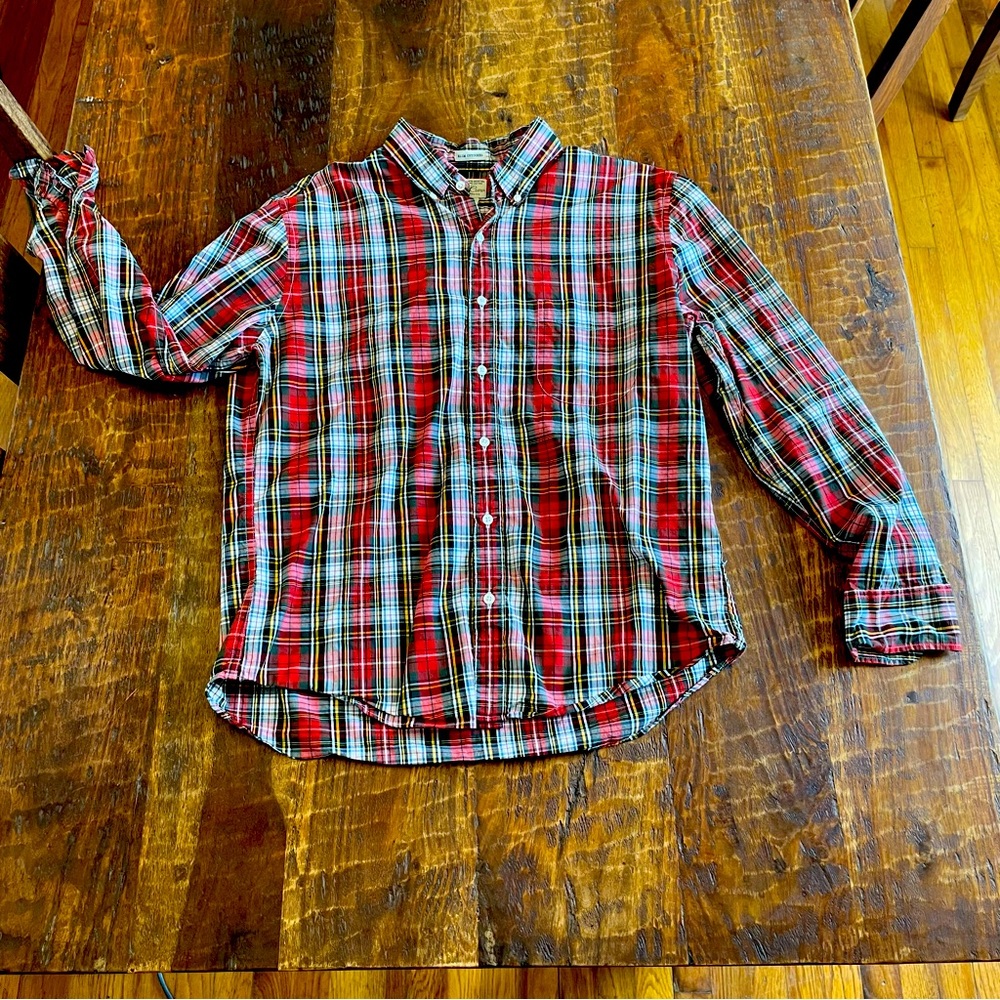 JCREW L PLAID SLIM UNTUCKED PLAID BUTTON UP